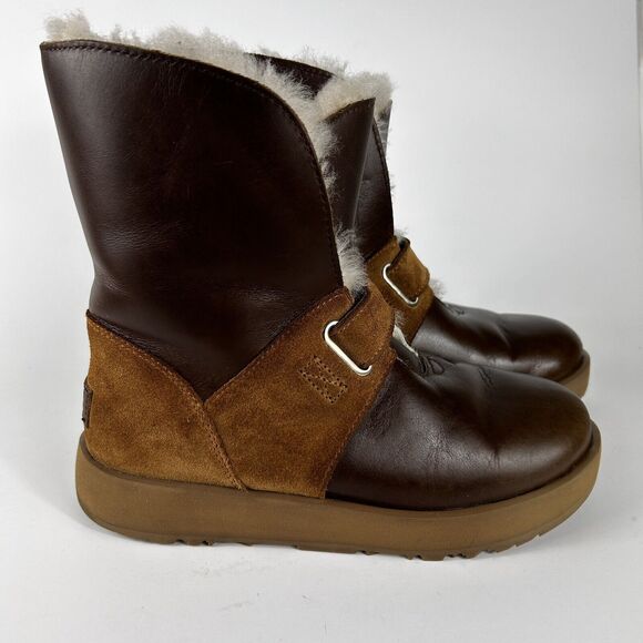 UGG Shoes - Ugg Isley Chestnut Brown Leather Waterproof Winter Boots Women's Size 7. 5